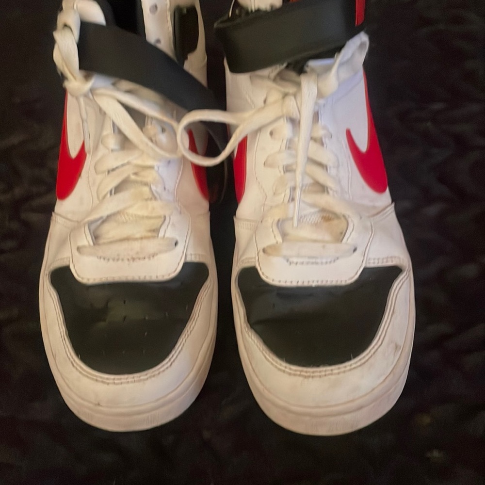 Nike, dunk high-tops, gently used. Yes couple of scuffs-easy to remove.